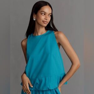 NWT Anthropologie Maeve XL Sleeveless Bubble Top Teal Blue